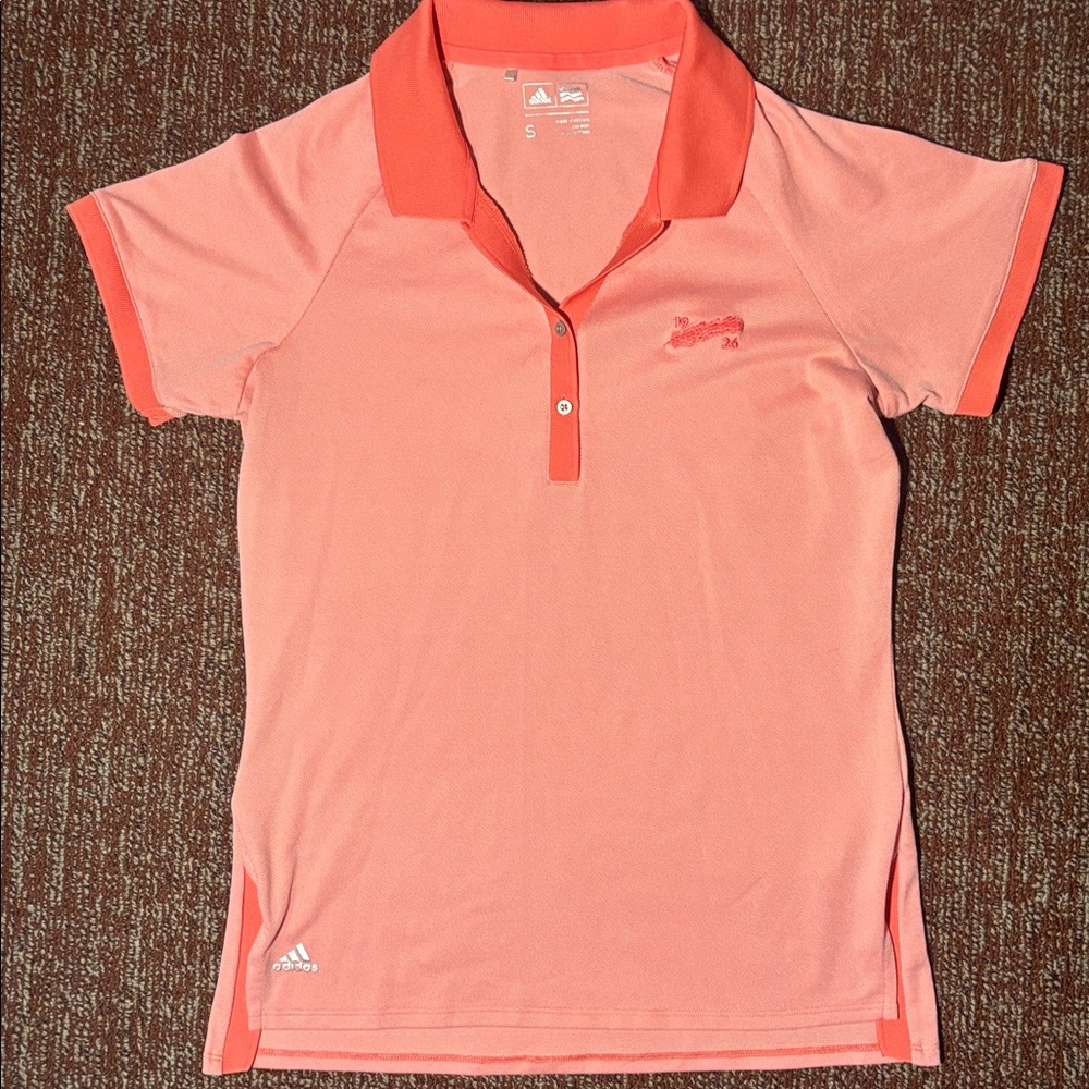 Coral adidas short sleeve polo golf tennis preppy shirt women’s athletic small
